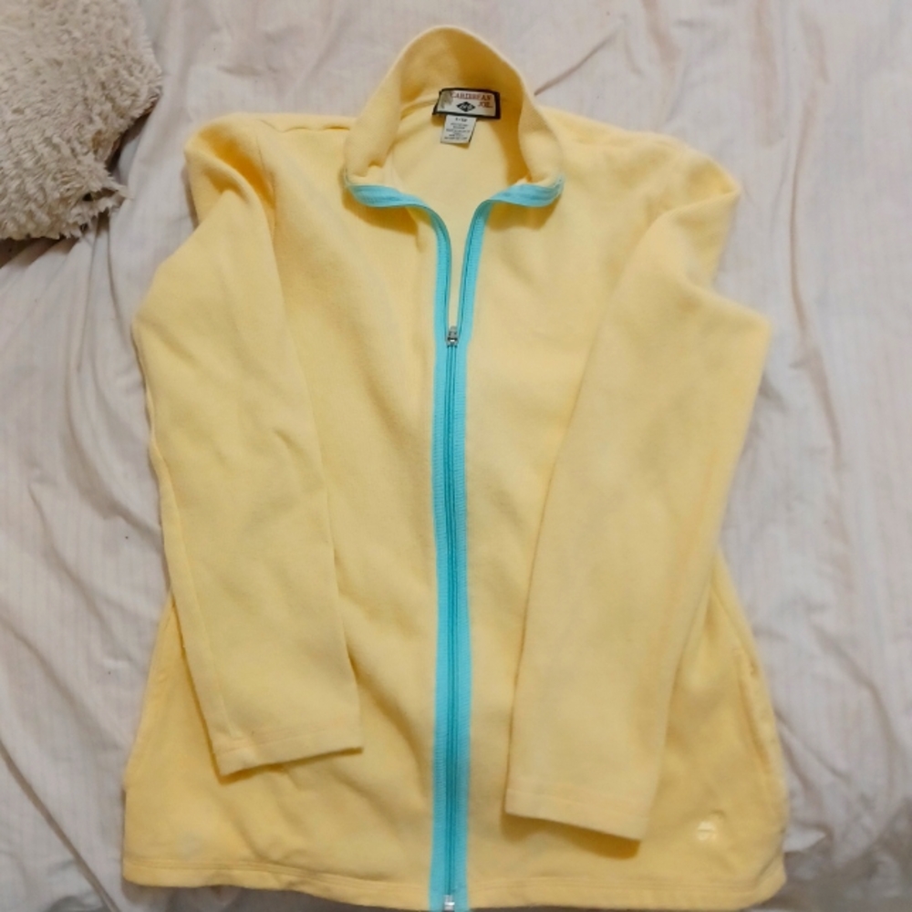 CARIBBEAN JOE Cardigan Sweater xsm in beautiful yellow blue zipper